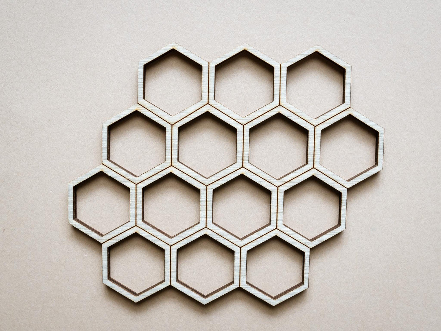 Hexagonal cookie cutter set on a light background